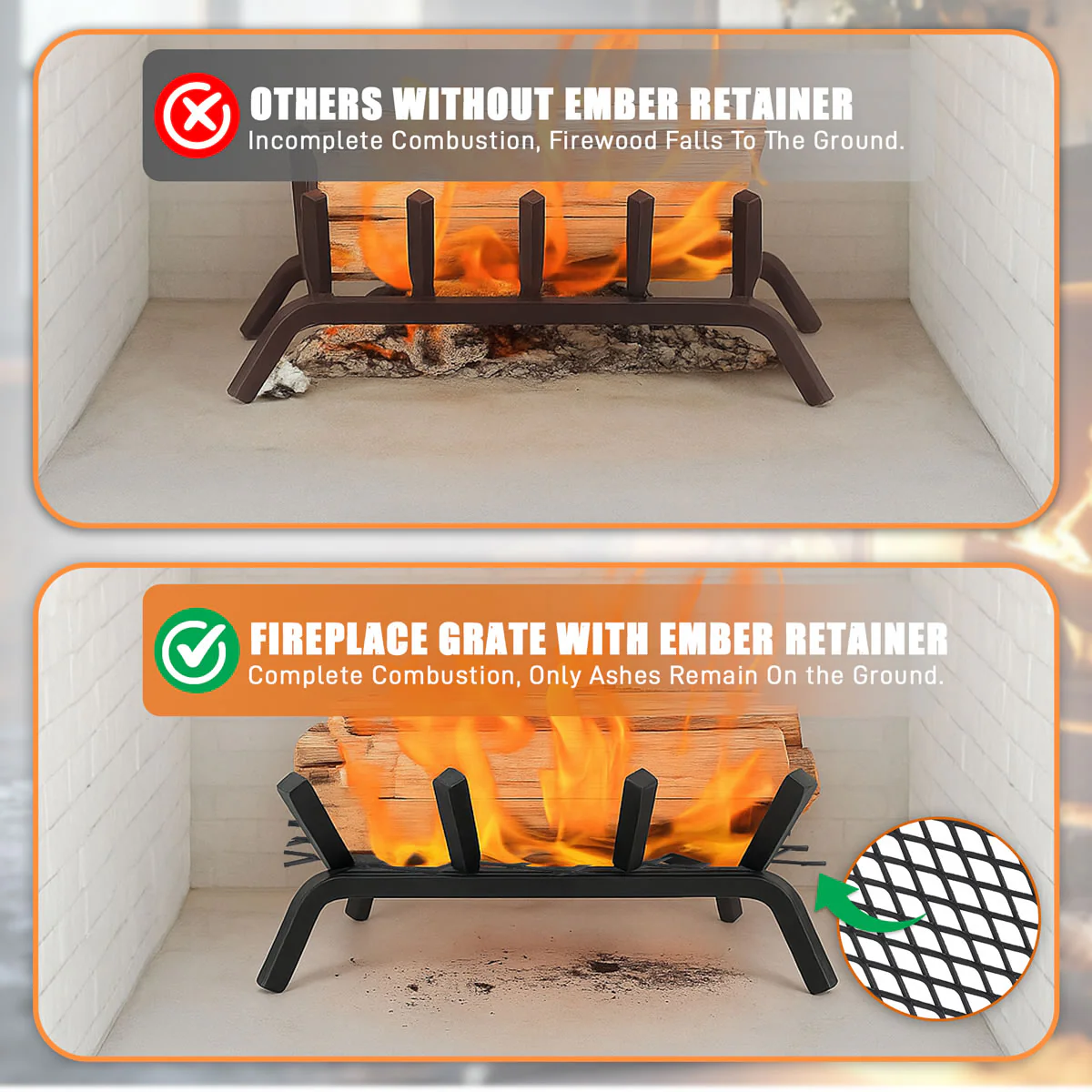 12" Ember Retainer for Fireplace Grates - Image 7