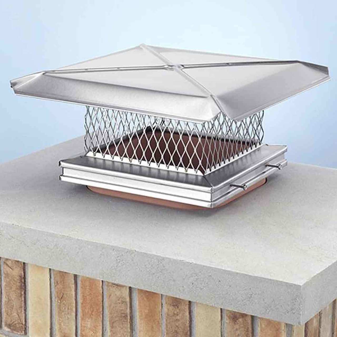 15" x 15" HomeSaver Stainless Steel Single-Flue Chimney Cap - 3/4" Mesh