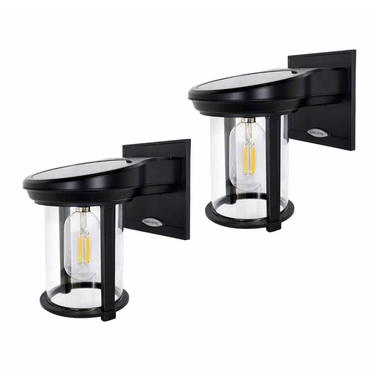 2-pack Solar LED Coach Lantern Wall Light - Black or Grey Finish - Gama Sonic - Image 12