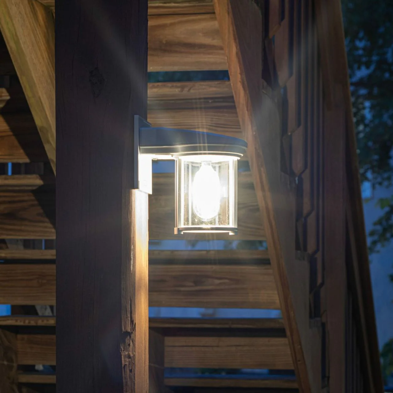 2-pack Solar LED Coach Lantern Wall Light - Black or Grey Finish - Gama Sonic - Image 5