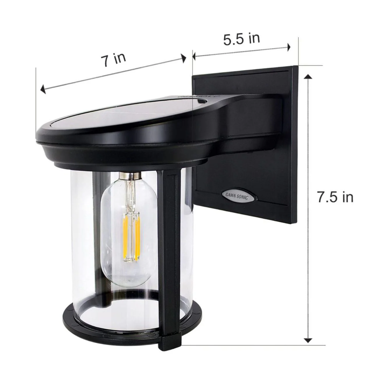 2-pack Solar LED Coach Lantern Wall Light - Black or Grey Finish - Gama Sonic - Image 7
