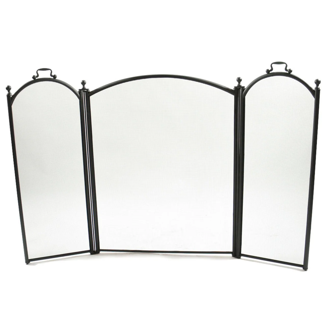 3 Fold Large Diameter Fireplace Screen - Black - Image 3