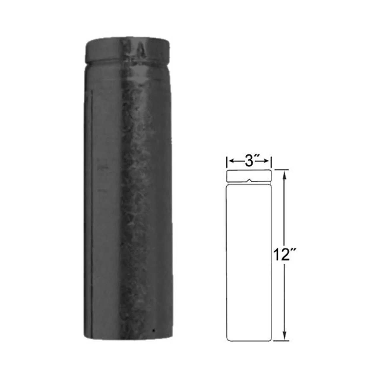 3" x 12" Adjustable Length Selkirk VP Pellet Vent Pipe - Black - 3VP-EZAJ12B