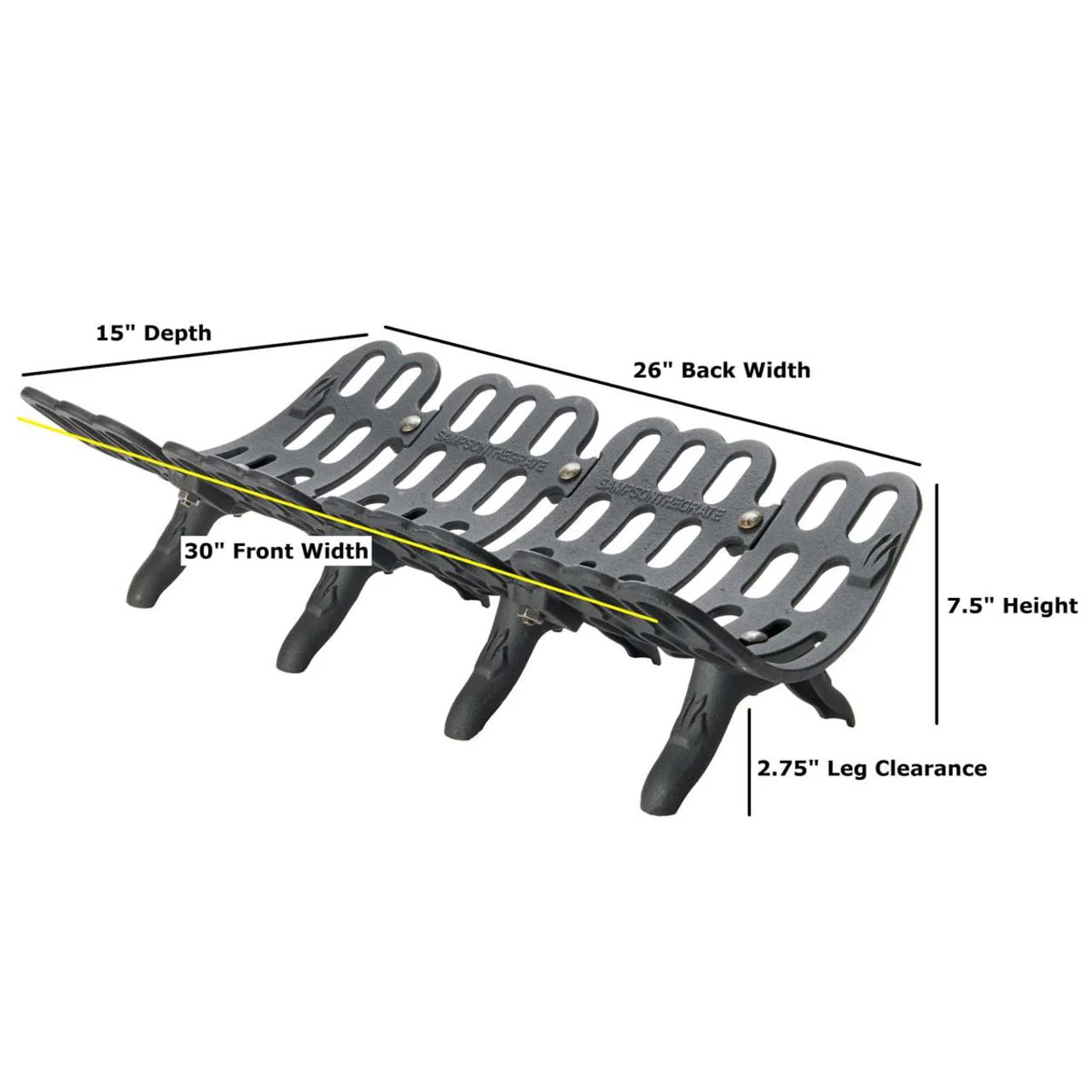 32" Sampson Fireplace Grate - Image 3