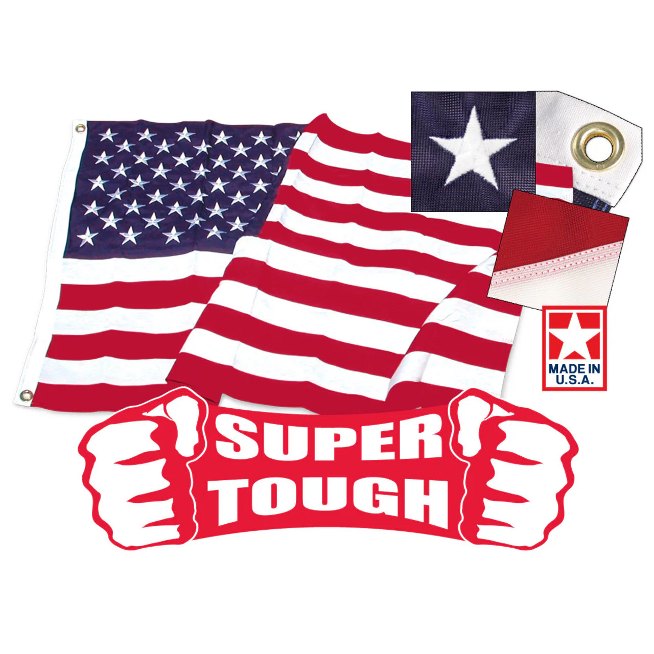 3ft x 5ft Super Tough Knitted Polyester American Flag - US Made - Image 2