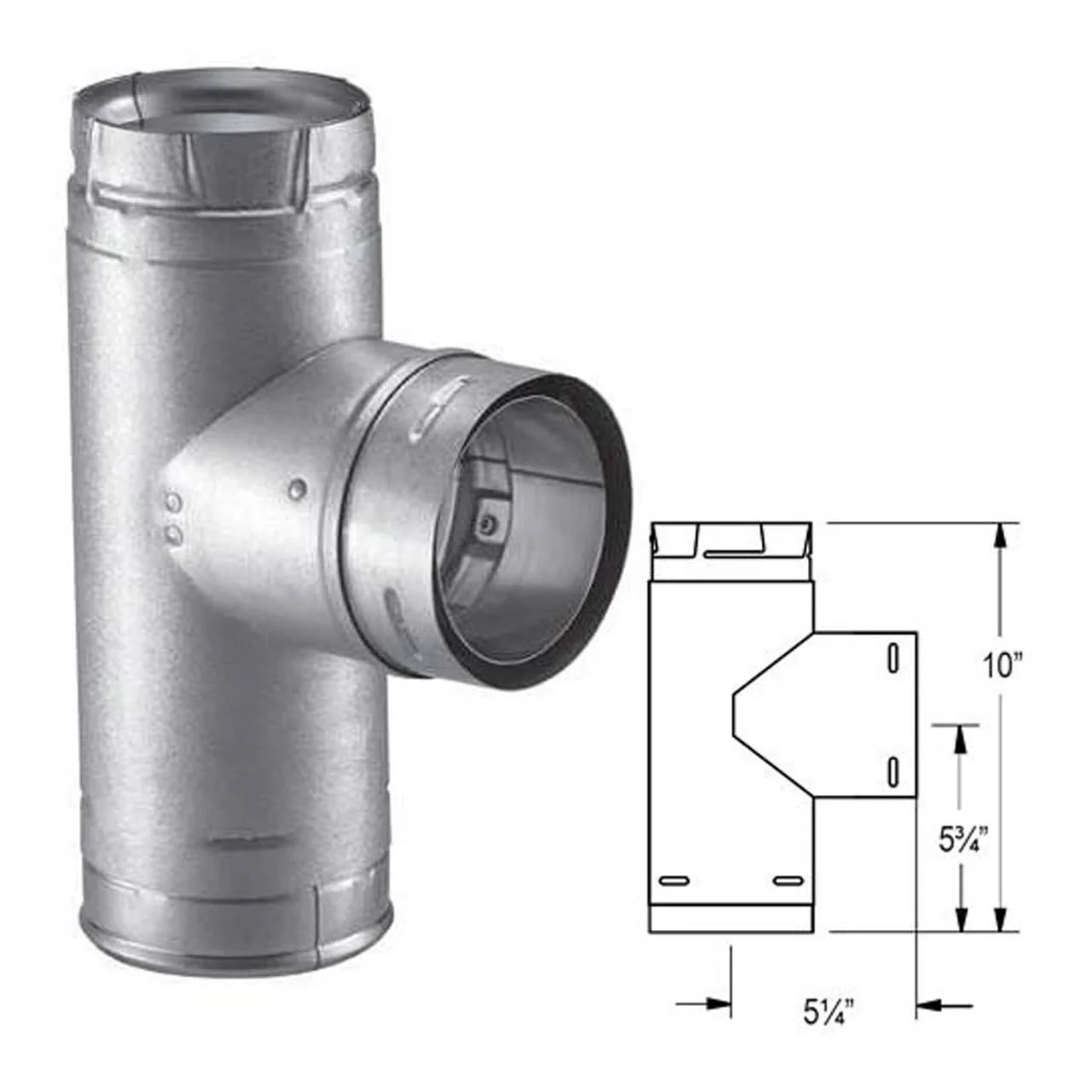 4" PelletVent Pro Galvalume Single Tee with Clean-Out Tee Cap - 4PVP-T1 - Image 2