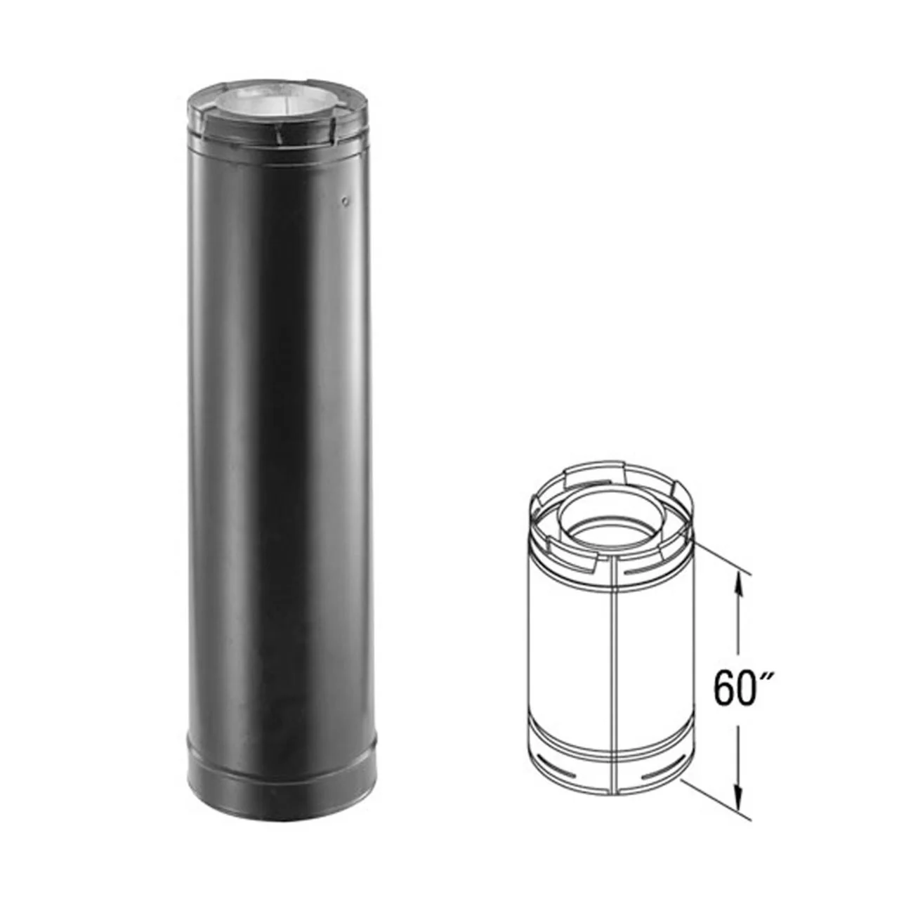 4" x 6 5/8" DirectVent Pro 60" Black Chimney Pipe - 46DVA-60B - Image 2