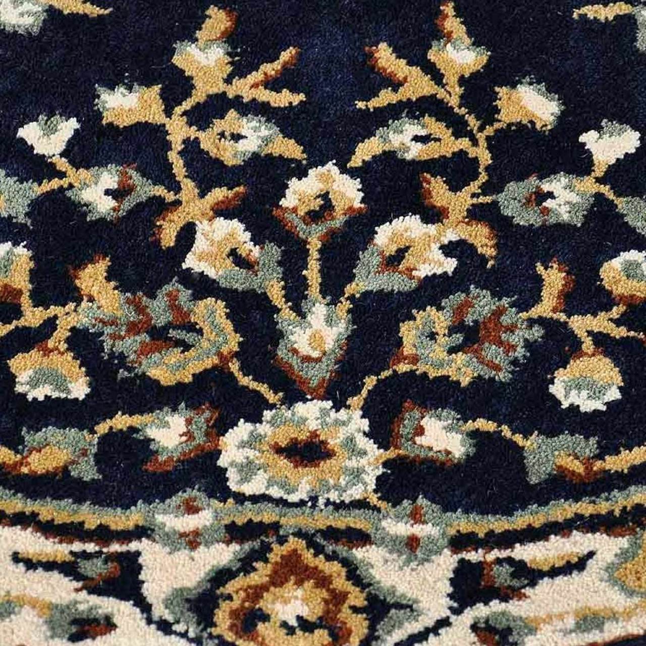 44" Half Round Blue Oriental Fireplace Rug - Image 3