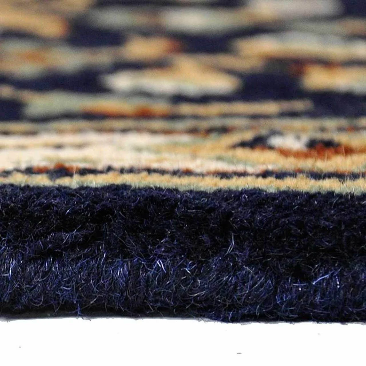 44" Half Round Blue Oriental Fireplace Rug - Image 4
