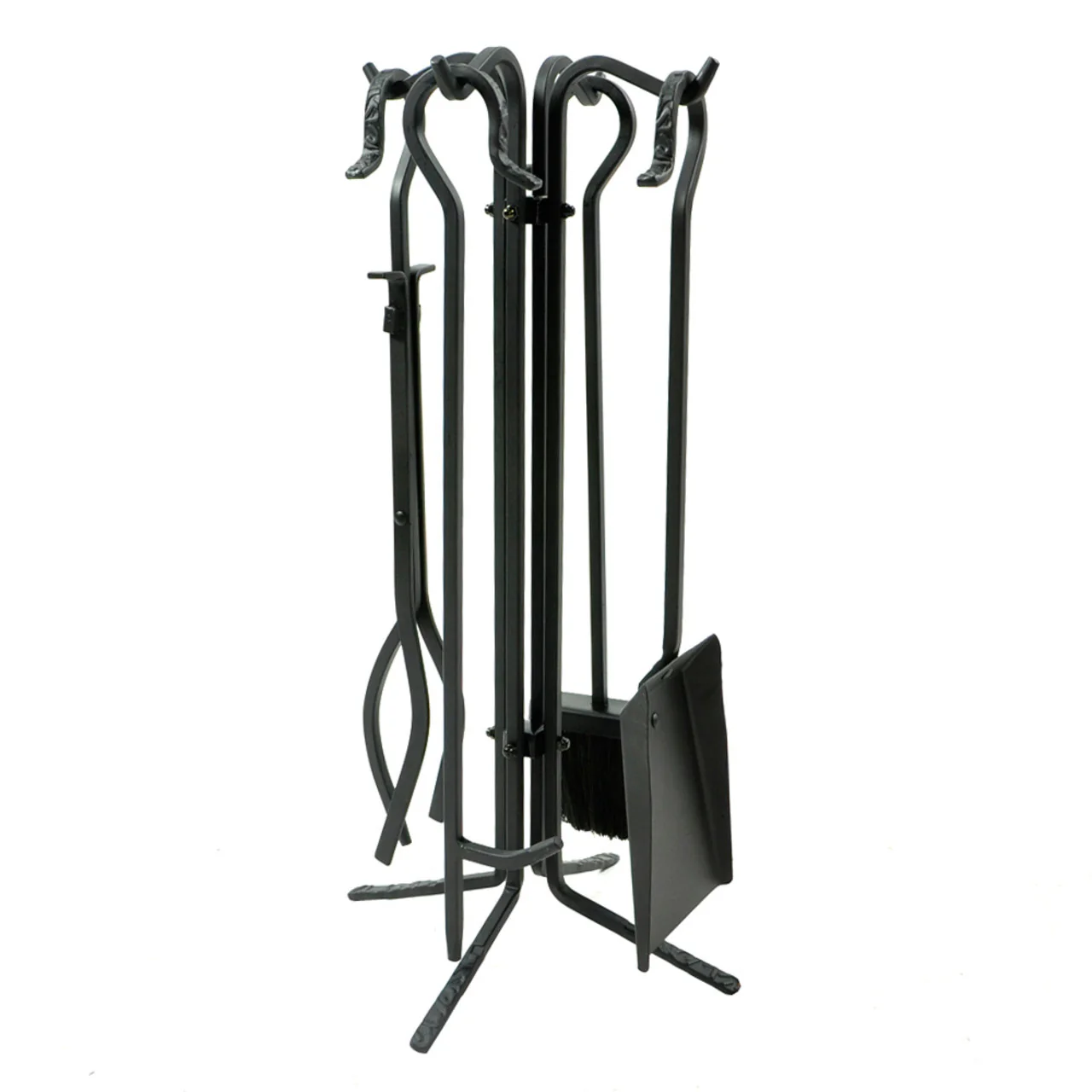 5 Piece Black Wrought Iron Tool Set with Crook Handles - F-T18070BK - Image 2