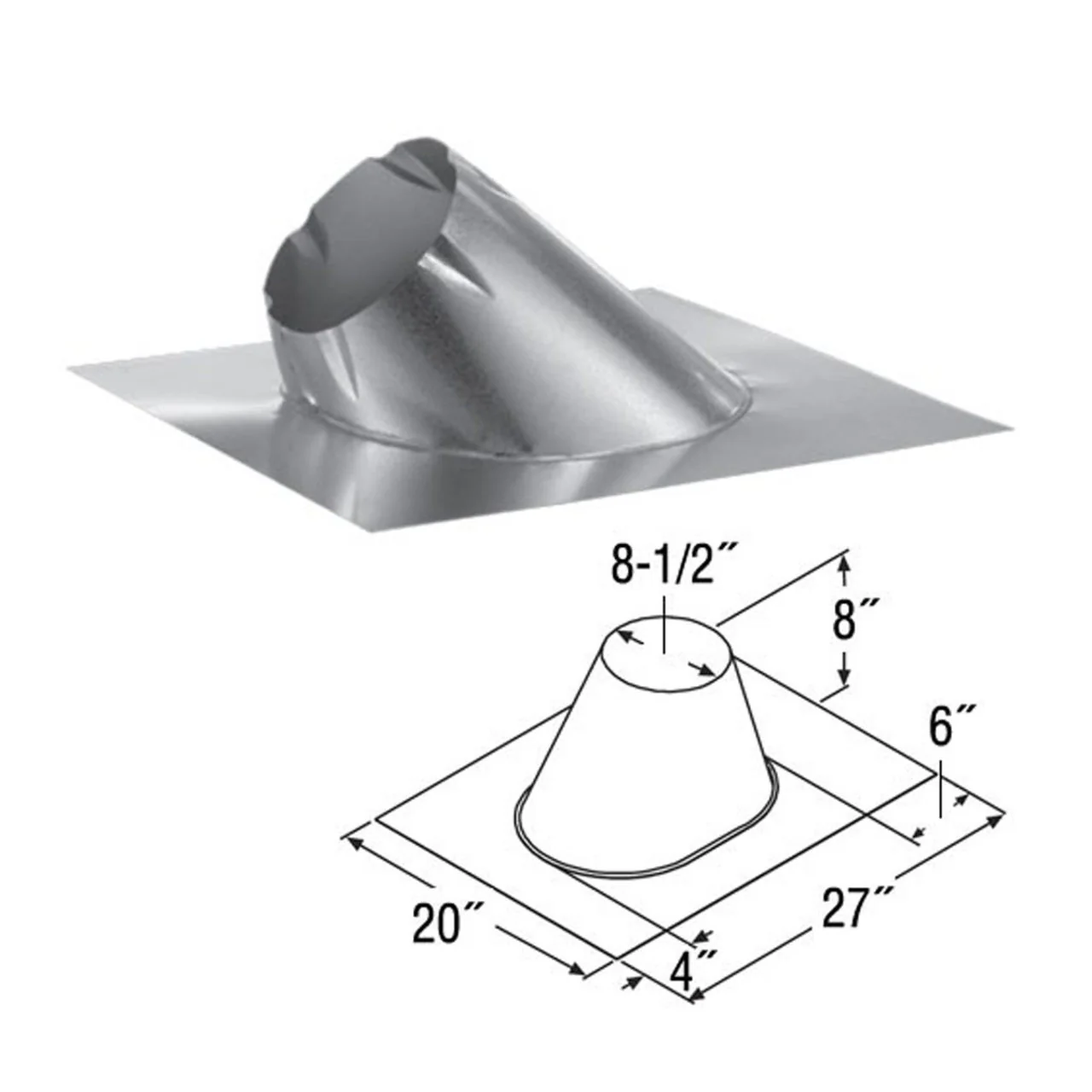 6" DuraTech 0/12 - 6/12 Adjustable Roof Flashing - 6DT-F6 - Image 2