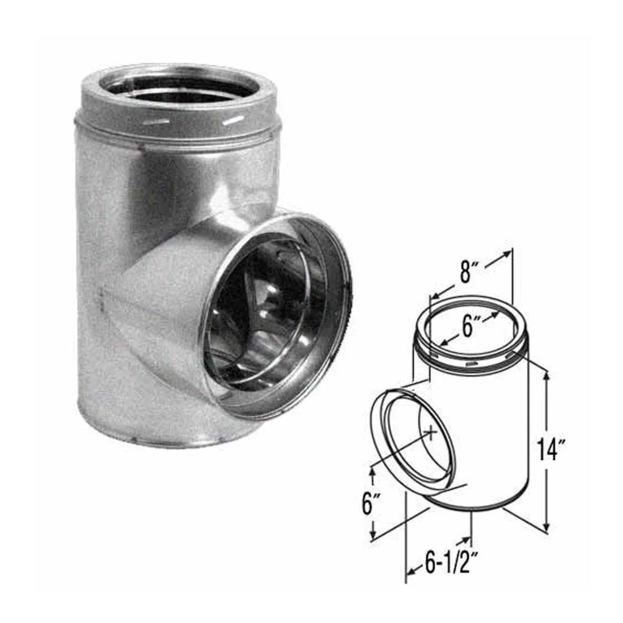 6" DuraTech Galvanized Standard Tee with Cap - Image 2