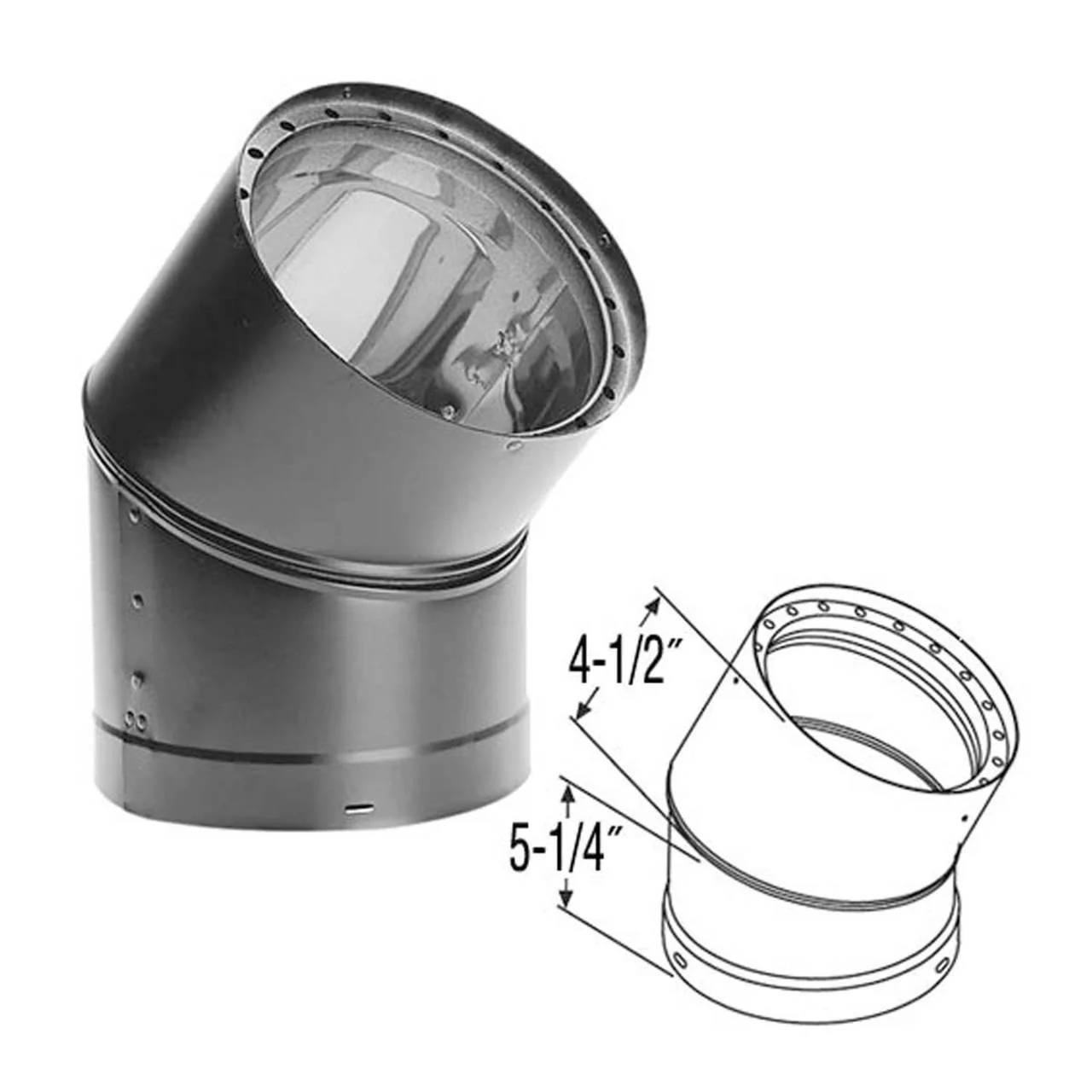 6" DVL 45 Degree Double-Wall Black Elbow - 6DVL-E45 - Image 2
