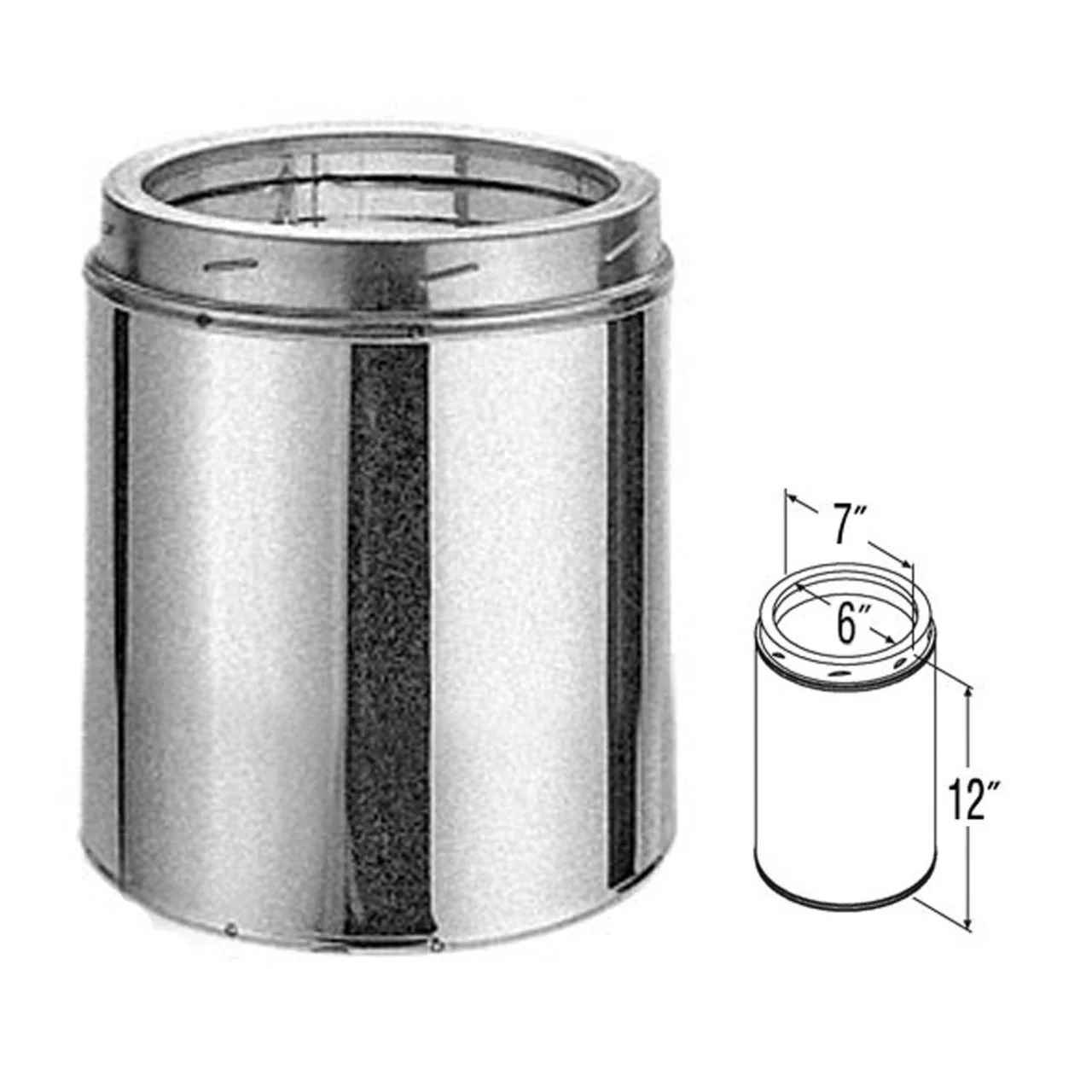 6" x 12" DuraTech Galvanized Chimney Pipe - 6DT-12 - Image 2