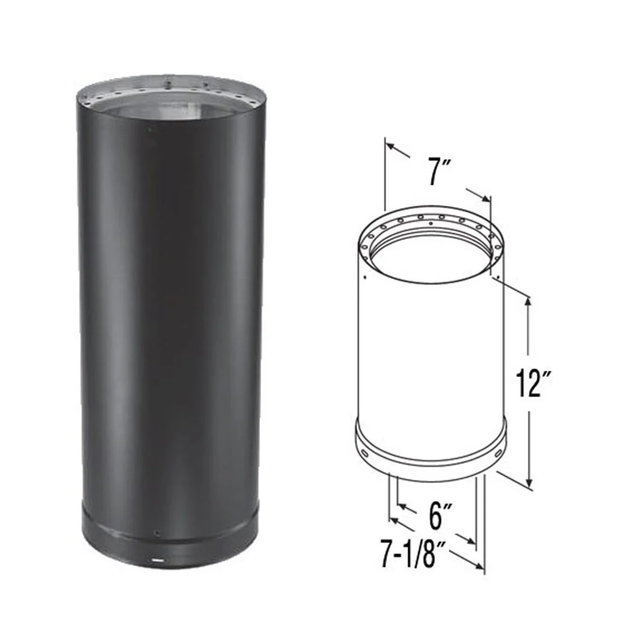 6" x 12" DVL Double-Wall Black Stove Pipe - 6DVL-12 - Image 2