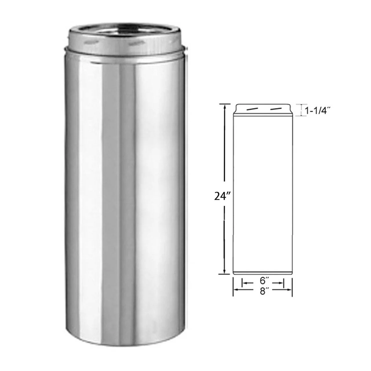 6" x 24" Selkirk Ultra Temp Stainless Chimney Pipe - 206024U - Image 2