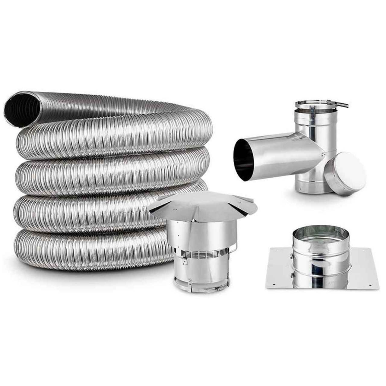 6" x 25' Lifetime Chimney Smooth-Wall Liner Kit with Tee