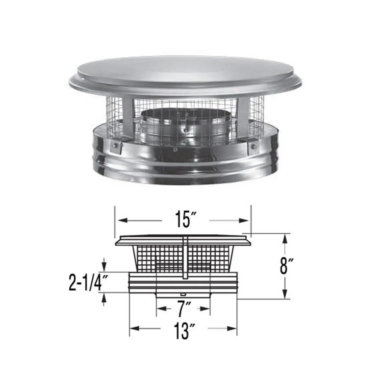 7" DuraPlus Round Chimney Cap - 7DP-VC - Image 2