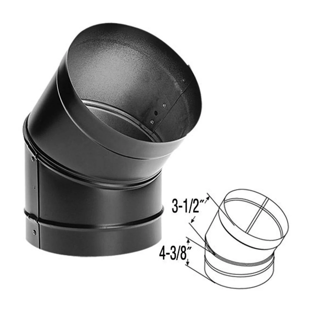 8" DuraBlack 45 Degree Black Elbow - 8DBK-E45 - Image 2