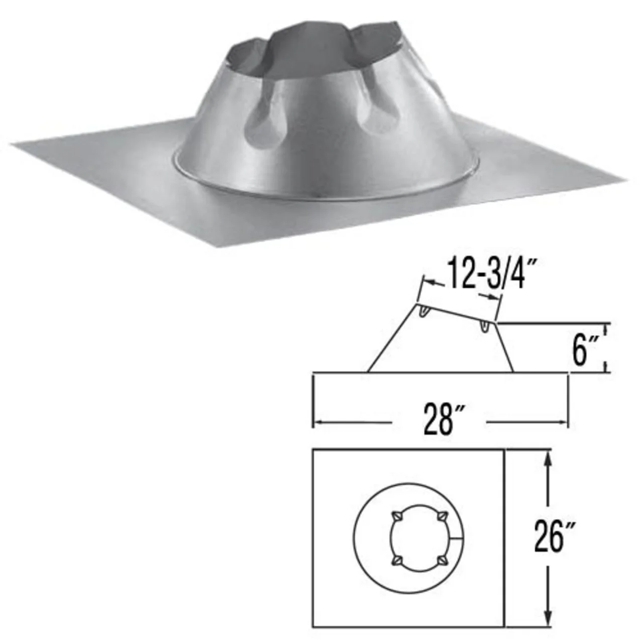 8" DuraPlus 0/12 - 6/12 Roof Flashing - 8DP-F6 - Image 2