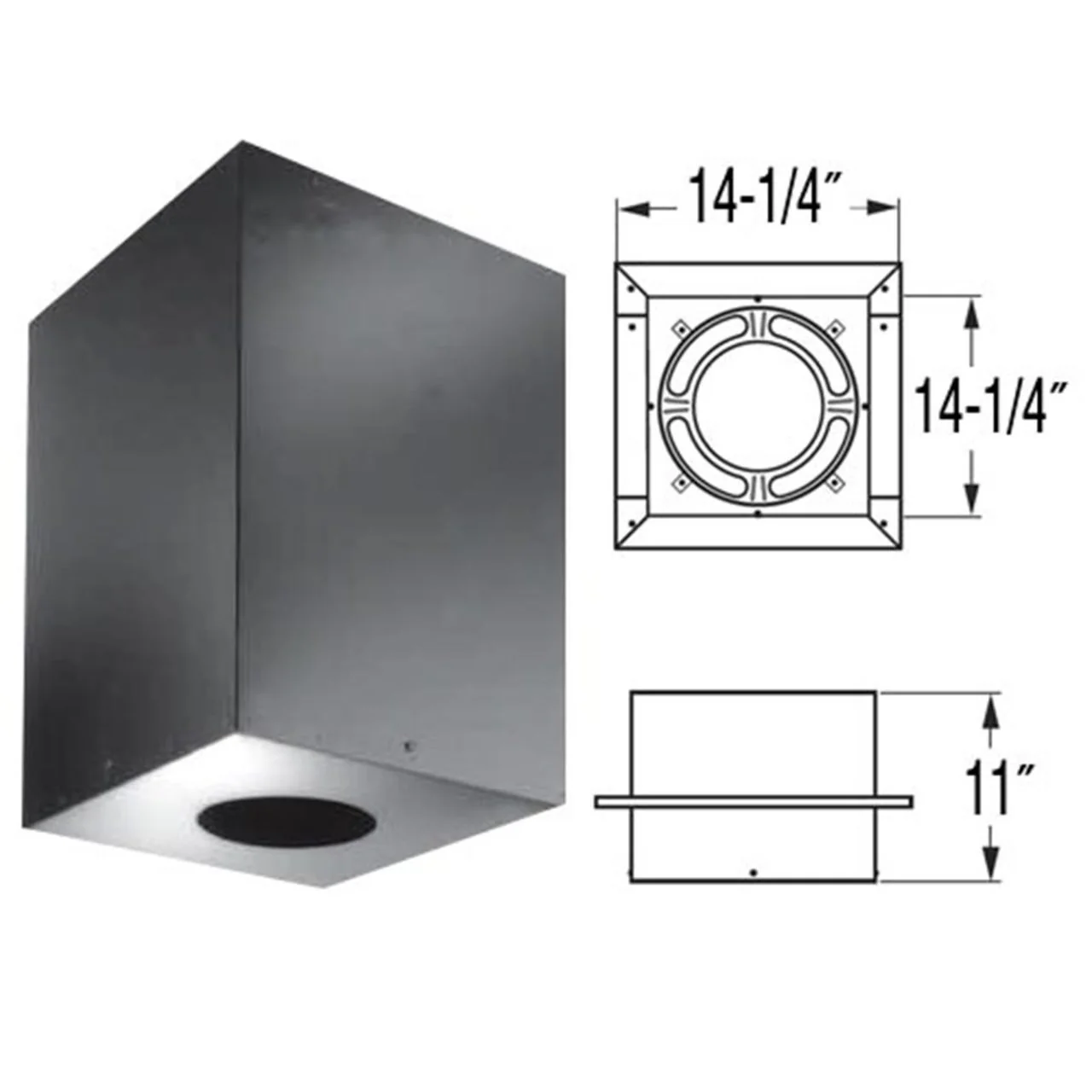 8" DuraPlus 11" Square Ceiling Support Box - 8DP-CS11 - Image 2