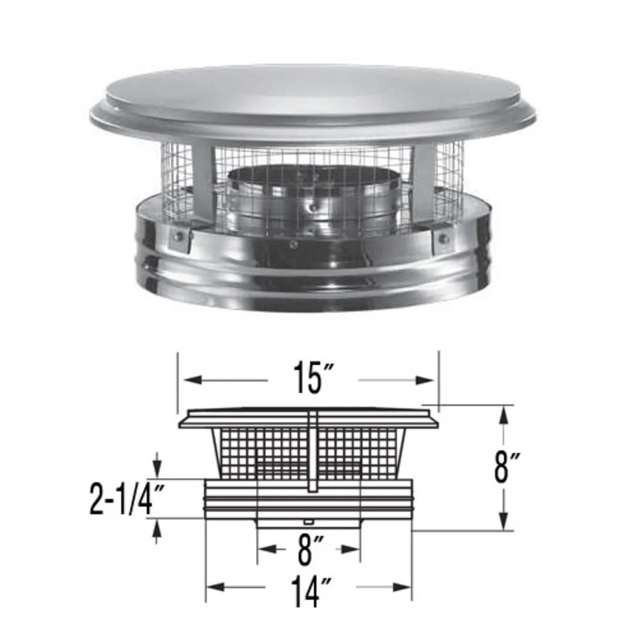 8" DuraPlus Round Chimney Cap - 8DP-VC - Image 2