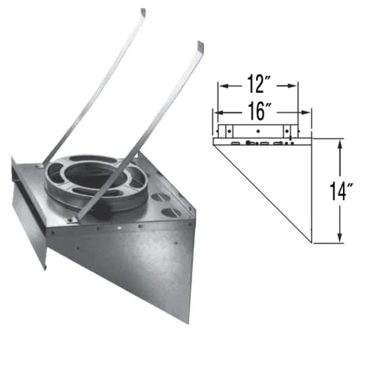 8" DuraPlus Galvanized Tee Support Bracket - 8DP-TSB - Image 2