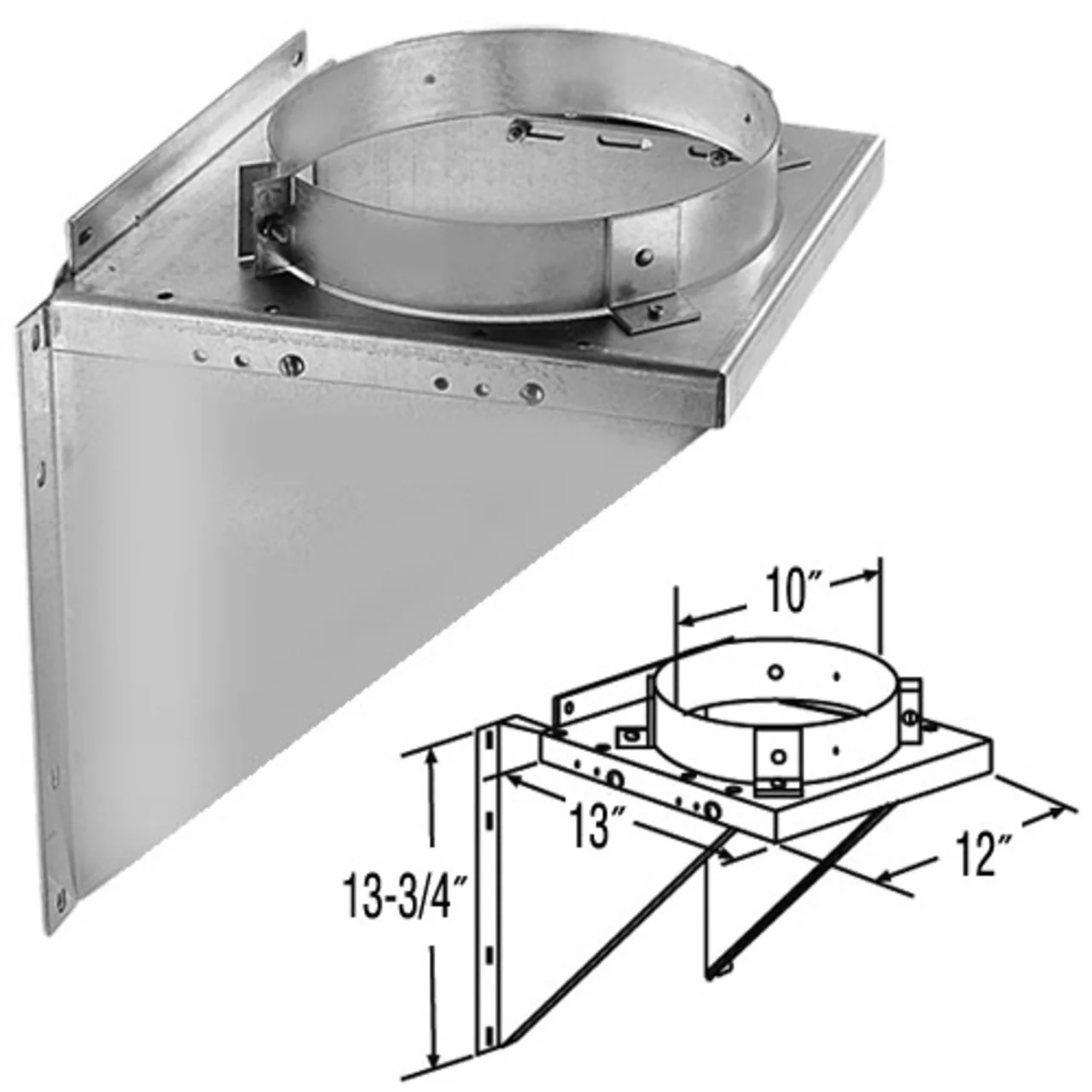 8'' DuraTech Adjustable Stainless Steel Tee Support Bracket - 9672SS - Image 3