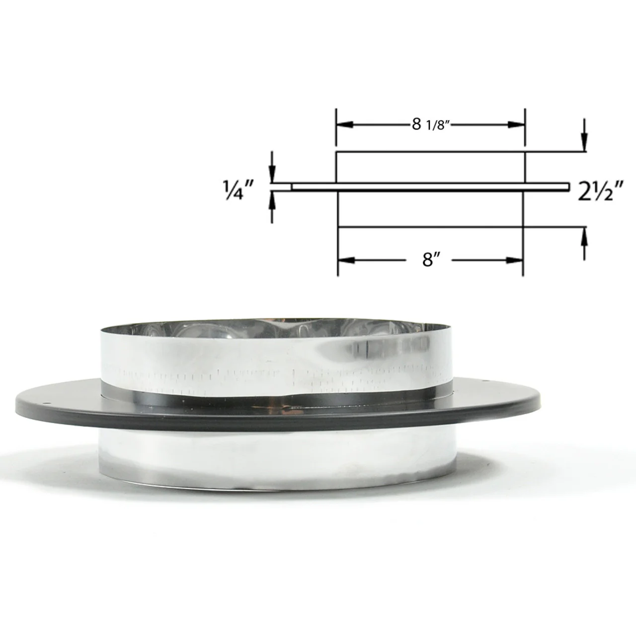 8" DuraBlack Chimney Adapter with Trim - 8DVL-ADC - Image 2