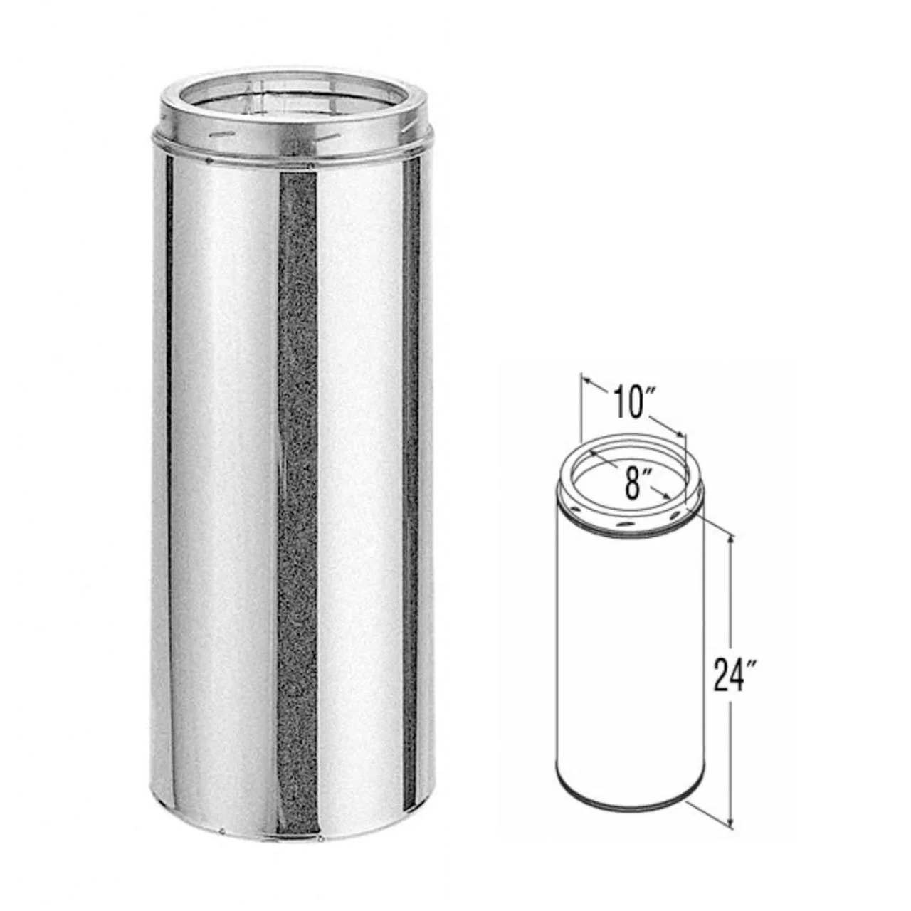 8" x 24" DuraTech Galvanized Chimney Pipe - 8DT-24 - Image 2