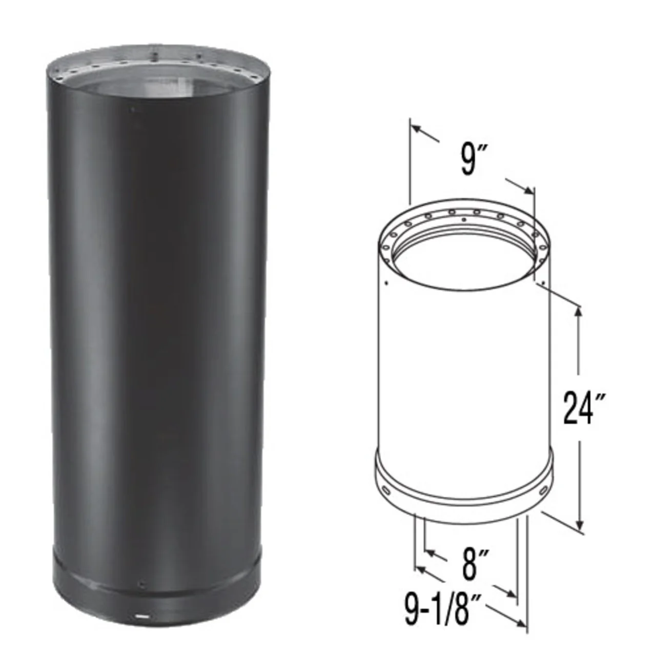 8" x 24" DVL Double-Wall Black Stove Pipe - 8DVL-24 - Image 2