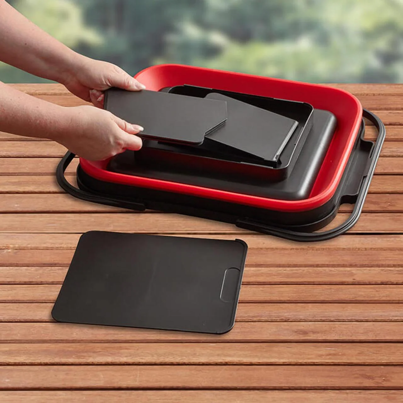 Black and Red Collapsible BBQ Caddy - Image 6