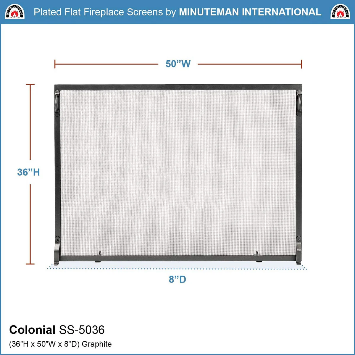 Colonial Flat Fireplace Screen-Graphite - Image 3