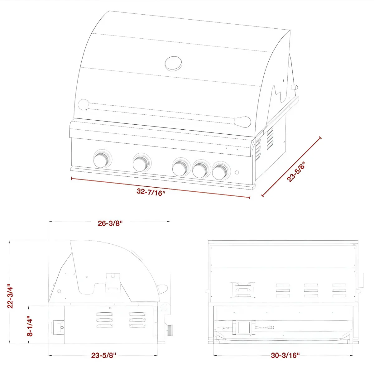 Dragonfire 32" Gas Grill Head - Natural Gas - Image 4