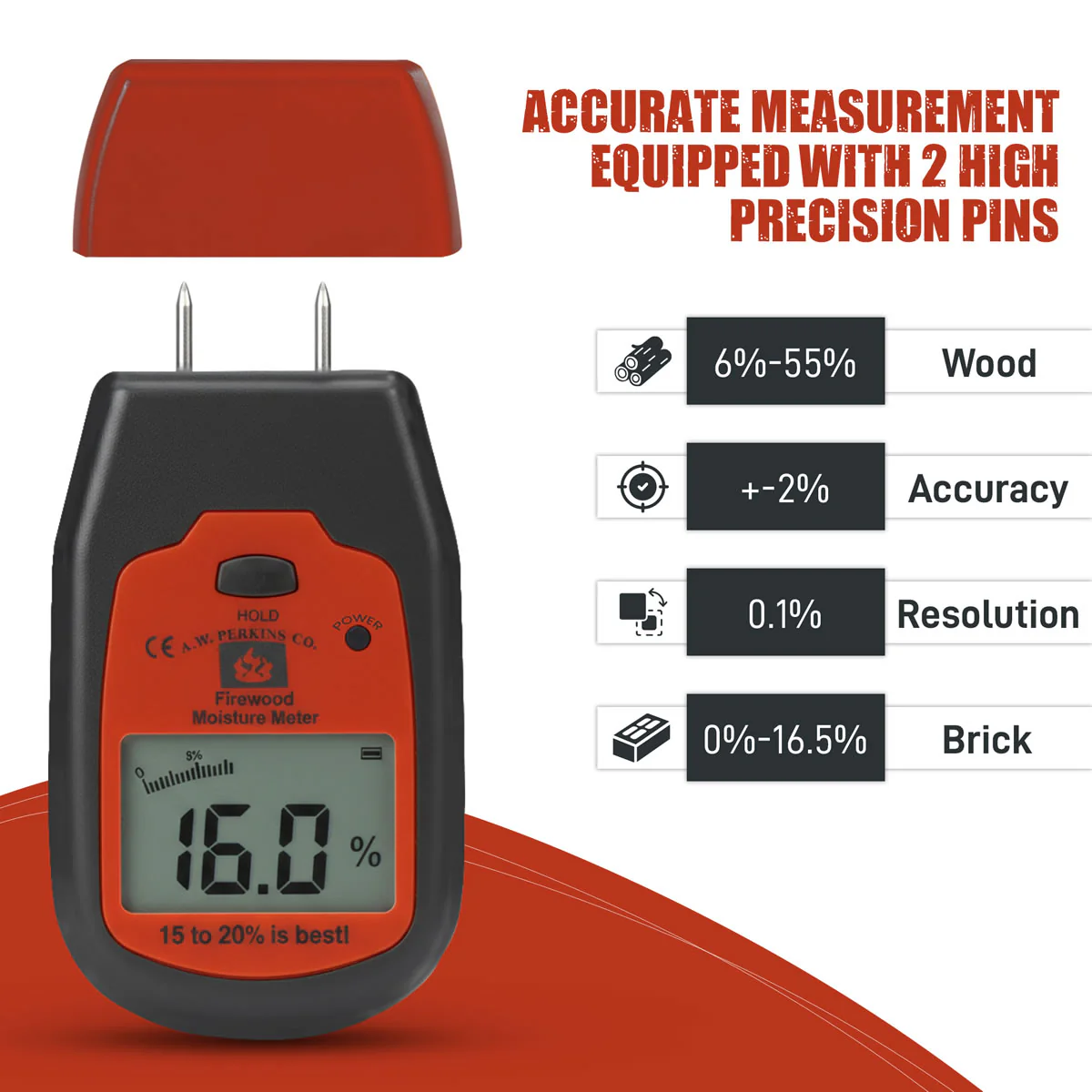Firewood Moisture Meter - Black and Orange - Image 2