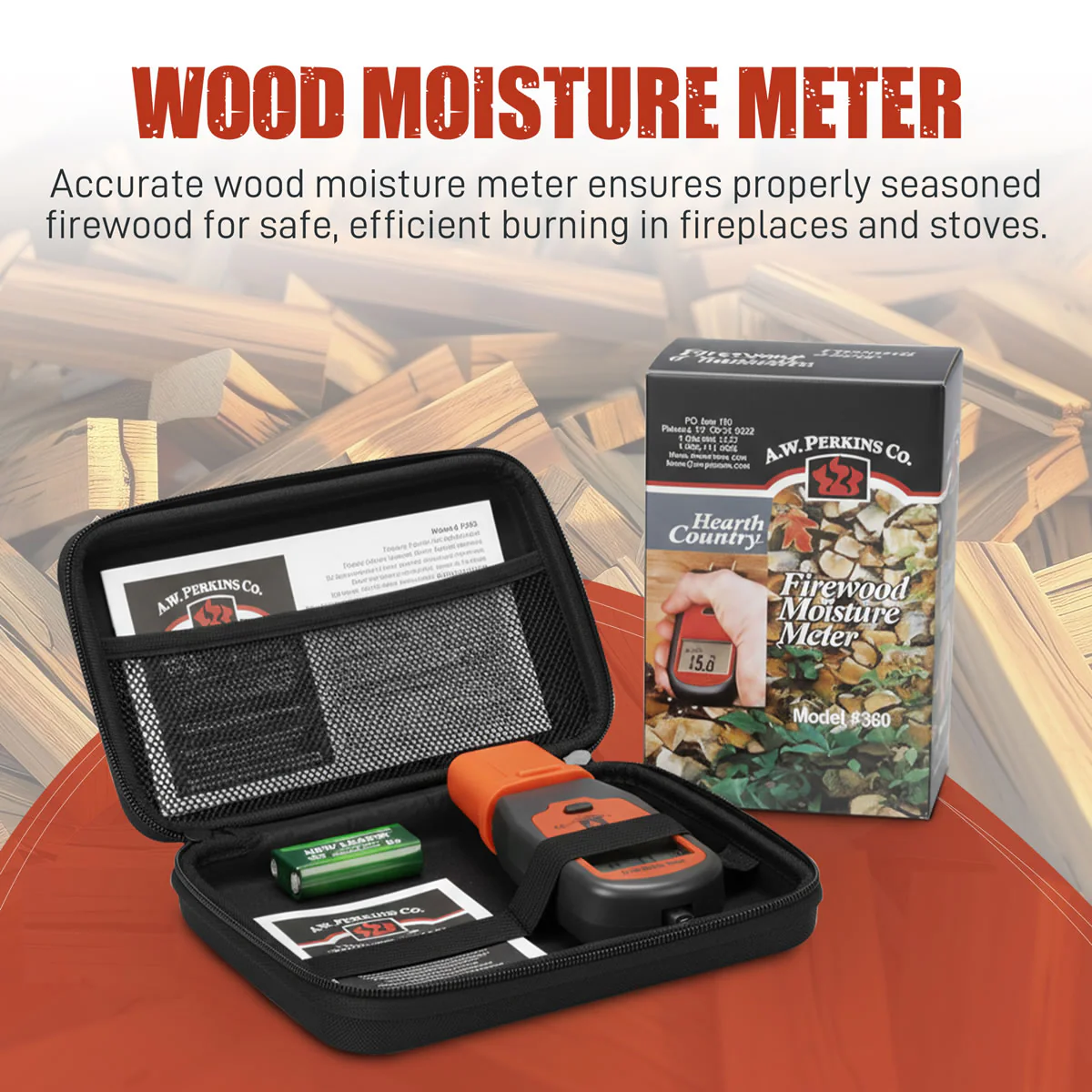 Firewood Moisture Meter - Black and Orange - Image 3
