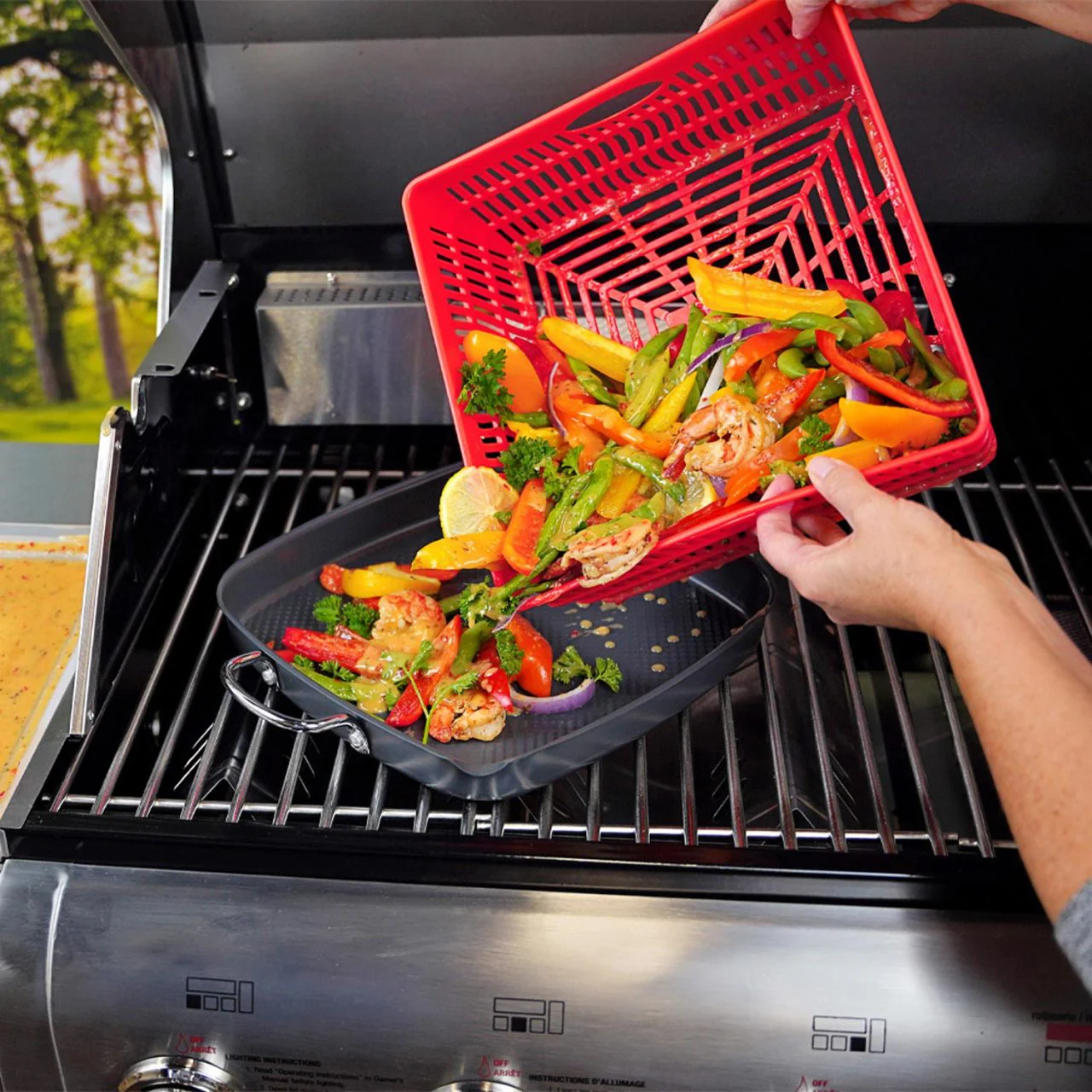 Red Marinade Tray & Strainer - Image 2