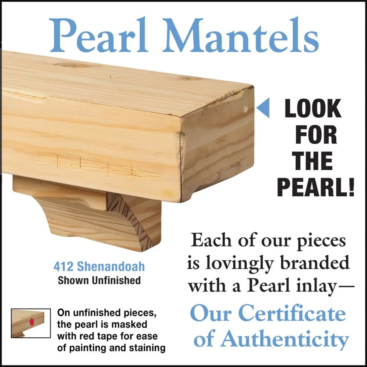 72" Shenandoah Unfinished Fireplace Shelf by Pearl Mantels - Image 5