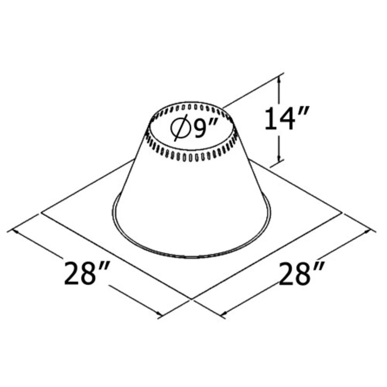 Shasta Vent 6 Inch Ventilated Roof Flashing - Flat - Image 2