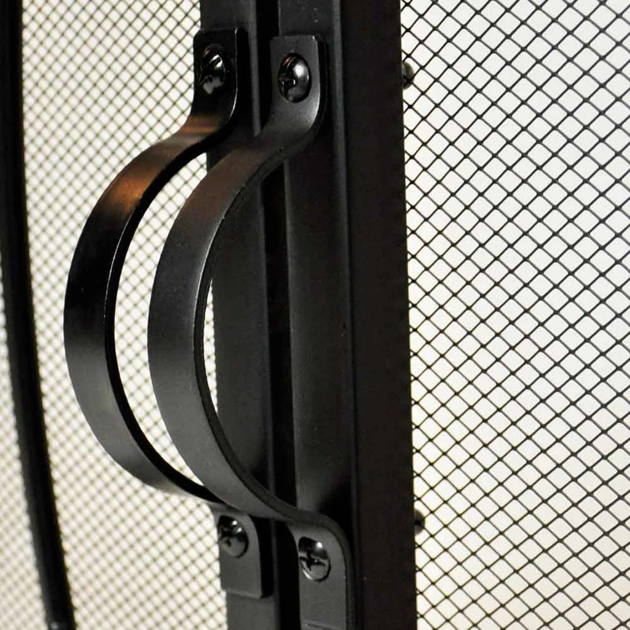Single Panel Ornate Fireplace Screen with Doors - Black - Image 5