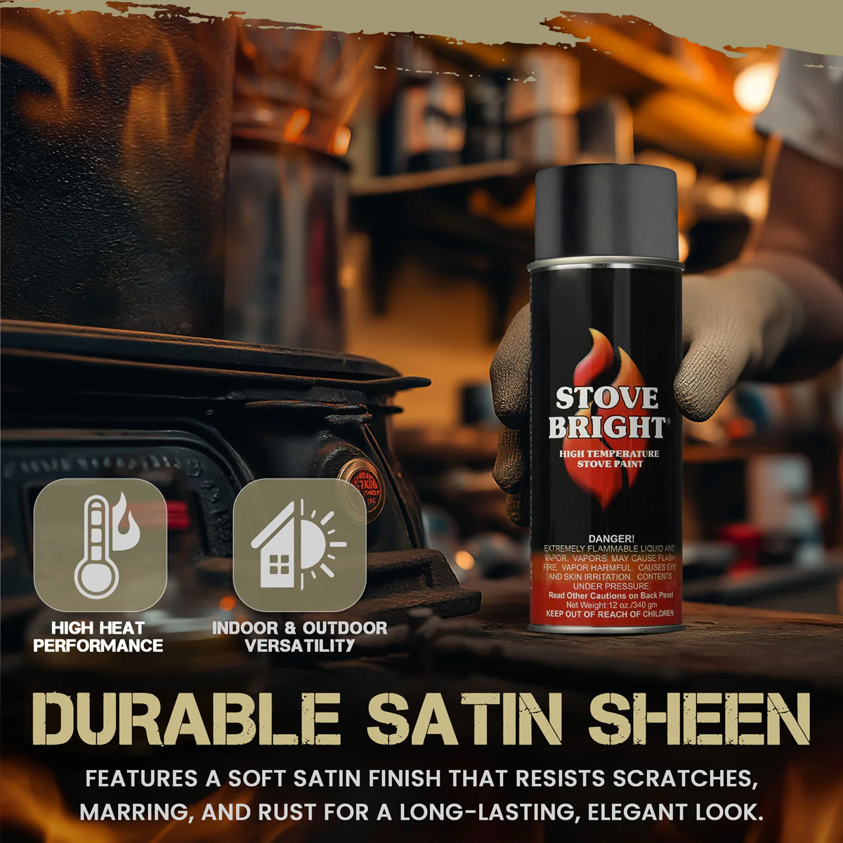 Stove Bright High Temp Paint - Goldenfire Brown - 8103 - Image 4